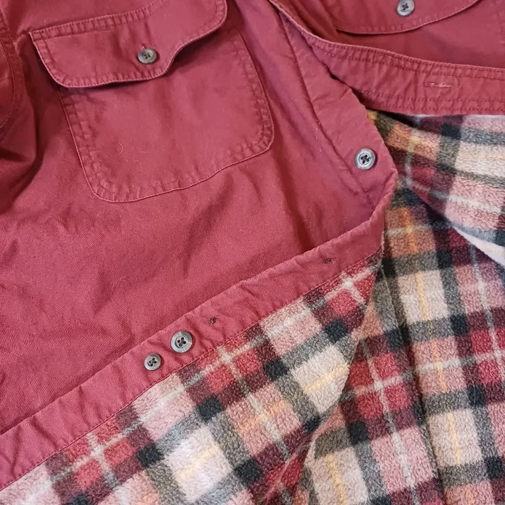 STANLEY Vintage Shacket Canvas Workwear Flannel Lined Insulated Maroon Size M